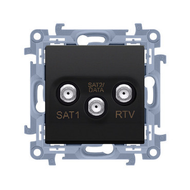 Zásuvka anténní SIMON CASK2F.01/49, SAT+SAT+RTV 2 násobná, 2x vstup: 5 MHz–2, 4 GHz, černá matná