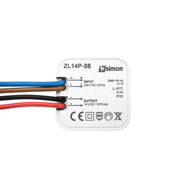 Zdroj napájecí pro LED SIMON ZL14P-08, 14 V DC, 8 W, podomítkový,
