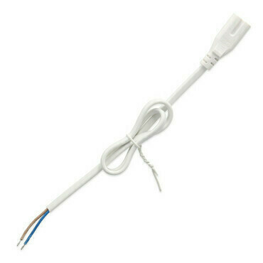 MC LED Napájecí kabel 230 V, 2 x 0,5 mm2 s volným koncem a 2-pólovým AC konektorem, bílý, délka 0,5