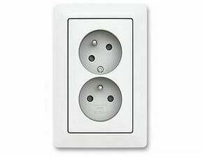 Zásuvka dvojnásobná ABB ZONI 5513T-C02157 240, clonky, natočená dutina, bílá