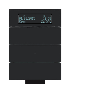 HAG 75663692 Senzor, tlačítkový IR, 3-násobné s pokoj. termostatem a displejem, B.IQ, sklo, černá