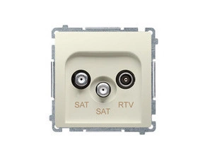 Zásuvka anténní SIMON BMZAR+SAT3.1-P2.01/12, SAT+SAT+RTV, SAT: 5–2400 MHz, RTV:5–862 MHz, béžová