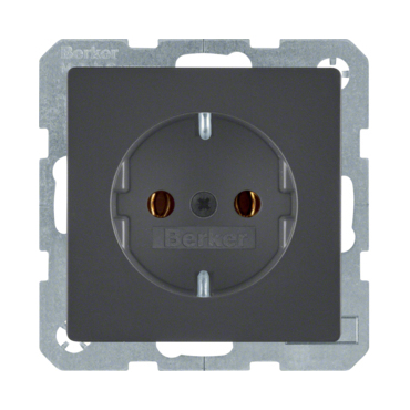 HAG 47436086 Zásuvka, SCHUKO, bezšroub. svorky, Berker Q.x, antracit, sametová