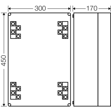 HEN K 7004 Svorkovnicová rozvodnice 4 pólová, 216A, IP 65, pro kabely 4x 16-70mm2, CU