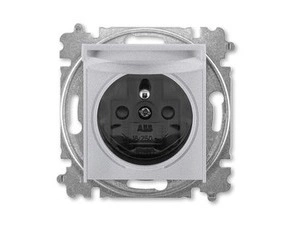 Zásuvka jednonásobná ABB Levit 6619H-A06397 70, titanová/kouř. černá, s clon., s víčkem (typ 6619)