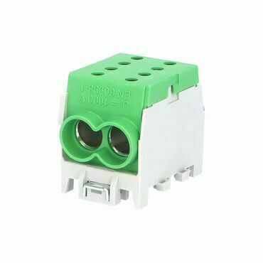 EL 1003143 Svorkovnice rozbočovací HLAK 70 1/2 M2, 250A, 1pól., AL/CU, IP20, zelená, na DIN /20801 (