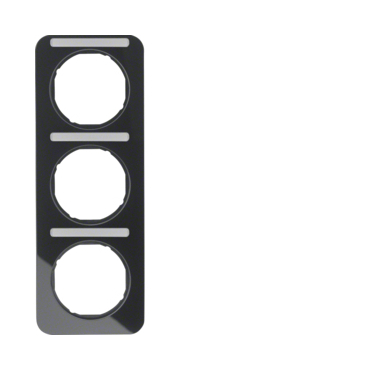 HAG 10132125 Rámeček 3-násobný s popisovým polem, svislý, Berker R.1, černá, lesk