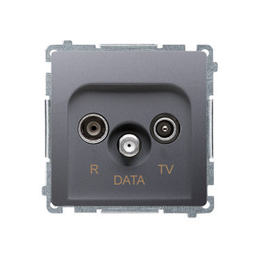 SIMON Basic BMAD.01/21 Zásuvka RTV-DATA 1x vstup: 5-865MHz, (strojek s krytem) Inox