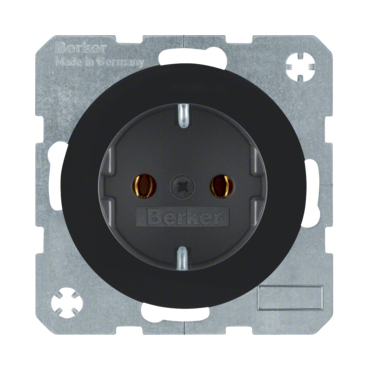 HAG 47432045 Zásuvka SCHUKO, Berker R.x, černá lesk