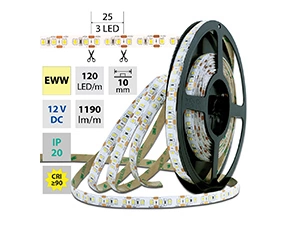 LED pásek MC LED SMD2835 WW, 120LED/m, 14W/m, 1190lm/m, IP20, DC 12V, 10mm, 50m