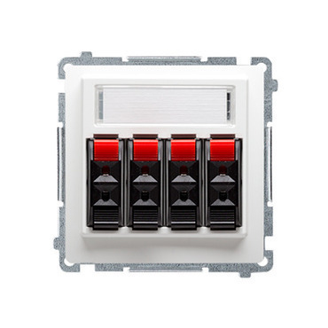Zásuvka reproduktorová SIMON BMGL34.01/11, 4 násobná (přístroj s krytem), s popisným polem, bílá