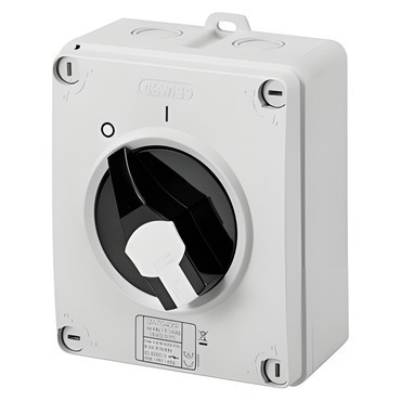 Vačkový vypínač nástěnný GEWISS GW70402P, 0/1 ovládací, 16 a 3p, uzamyk. černý knoflík, IP65