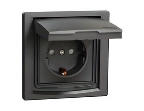 SCHN EPH3100371 Asfora - Zásuvka SCHUKO 250V 16A, clonky, IP44, antracit