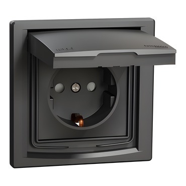 SCHN EPH3100371 Asfora - Zásuvka SCHUKO 250V 16A, clonky, IP44, antracit