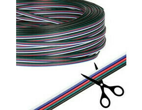 MC LED 5-žilový plochý PVC kabel AWG 22/0,34 mm2, (1,6-8mm), černá/zelená/červená/modrá/bílá