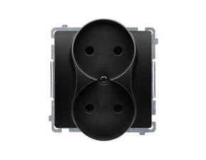 Zásuvka SIMON BMG2MZ.01/49, 2 nás., cl., 16A/250V~, šr. sv., černá mat