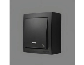 Přepínač střídavý SIMON AQUACLICK ACW6L/49, IP44, podsv., ř.6So, 10A/250V~, šr. sv., černá mat