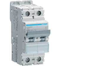 Jistič dvoupolový HAGER NCN563 1+N pól. 63A, char.C, 10 kA