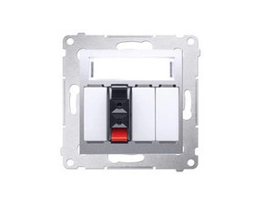 Zásuvka reproduktorová SIMON DGL31.01/43, 1 násobná s popisným polem, stříbrná metalizovaná