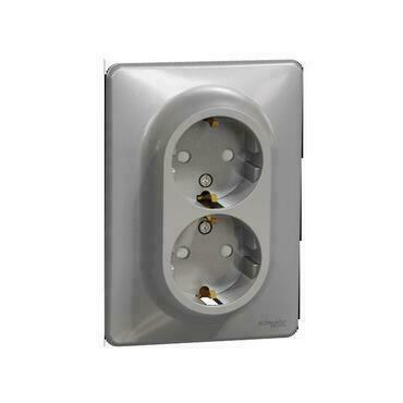 SCHN SDD313221 Sedna D/E - Zásuvka dvojnásobná 230V 16A Schuko, Aluminium