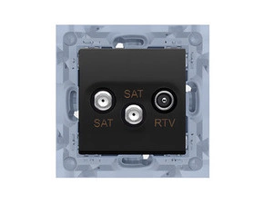 Zásuvka anténní SIMON 10 CASK2.01/49, SAT+SAT+RTV 2 násobná, 2x vstup: 5 MHz–2, 4 GHz, černá matná
