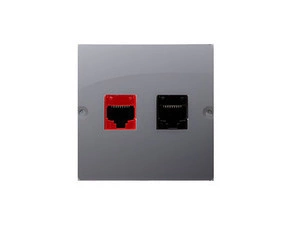 Zásuvka datová SIMON BASIC BM5T.02/21, RJ45 kat. 5e+telefonní RJ12 (přístroj s krytem), ocelová