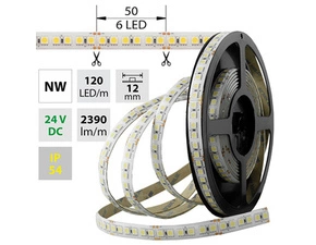 LED pásek MC LED SMD5050 NW, 120LED/m, 28,8W/m, 2390lm/m, IP54, DC 24V, 12mm, 5m