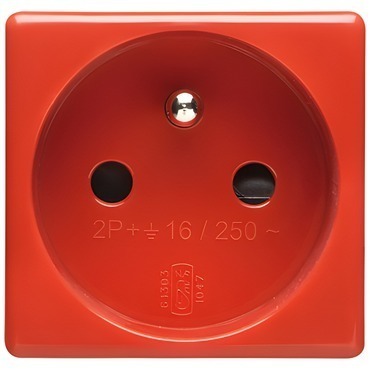 Zásuvka 250V AC GEWISS GW20312 pro vyhrazené linky, 2p+e 16 a, 2 moduly, červená, system