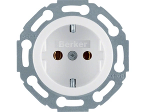 HAG 474520 Zásuvka, SCHUKO, 16 A, 250 V ~, bezšroub. svorky, Berker 1930/Glas, bílá, lesk
