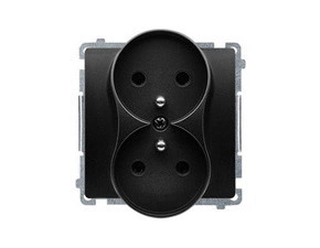 Zásuvka SIMON BMGZ2M.01/49, 2 nás, kolíky naproti sobě, 16A/250V~, šr. sv., černá mat