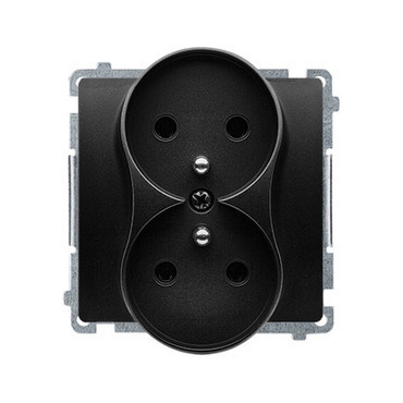 Zásuvka SIMON BMGZ2M.01/49, 2 nás, kolíky naproti sobě, 16A/250V~, šr. sv., černá mat