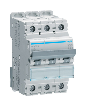 Jistič třípolový HAGER NCN325 3 pól. 25A, char.C, 10 kA