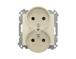 Zásuvka SIMON TGZ2MCZ.01/144, 2P+T 2 násobná, se clonkami, champagne matná