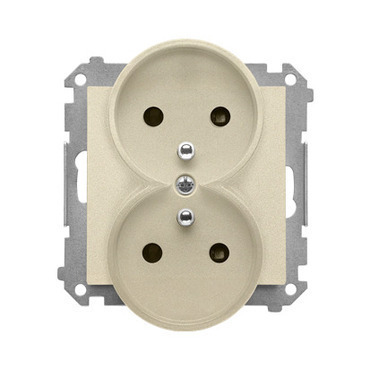 Zásuvka SIMON TGZ2MCZ.01/144, 2P+T 2 násobná, se clonkami, champagne matná