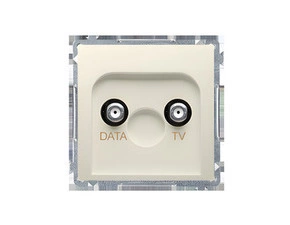 Zásuvka anténní SIMON BASIC BMAD1.01/12, TV+DATA, 2x výstup „F”, 1x vstup: 5–1000 MHz, béžová
