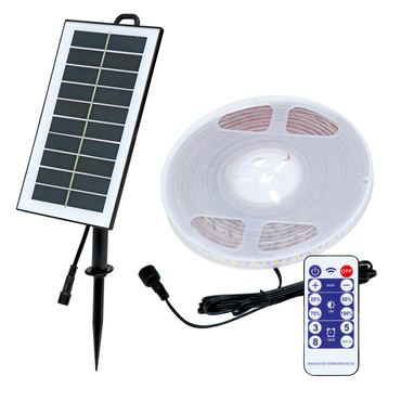 LED pásek ECOPLANET SOLAR STRIP 96lm, 3000KK, IP65, 5m, dálk. ovl.