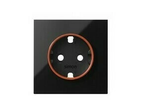 Kryt zásuvky SIMON 10000037-138, Schuko s červeným okrajem, černá