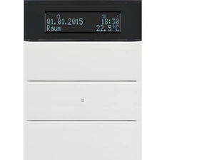 HAG 75663599 Senzor, tlačítkový, 3-násobné s pokoj. termostatem a displejem, B.IQ, bílá, mat