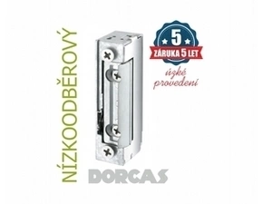 Elektrický zámek DORCAS 41-2N412F: úzký (16 mm), NÍZKOODBĚROVÝ; 12V DC