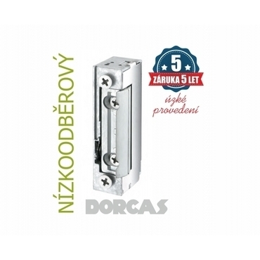 Elektrický zámek DORCAS 41-2N412F: úzký (16 mm), NÍZKOODBĚROVÝ; 12V DC