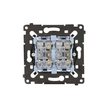 Spínač žaluziový SIMON SZW2MR, třípolohový 2násobný , řazení 1-0-2, 10 A/250 V~, bezšroubové svorky