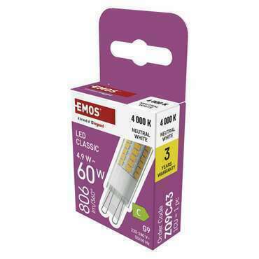 EMOS ZQ9C43 LED CLS JC 4,9W(60W) 806lm G9 NW