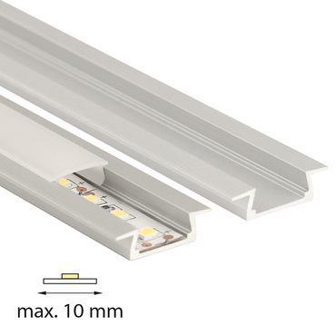 MC LED Přisazený hliníkový profil VR2 22x7mm včetně čirého difuzoru 2m