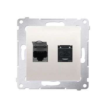 Zásuvka datová SIMON D62.01/41, 2 násobná RJ45 kat. 6 s protiprachovou clonkou, krémová