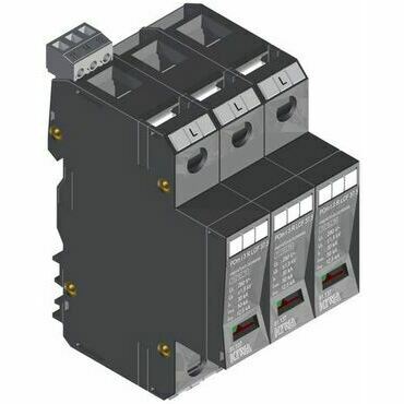 SEZ POm I 3 R LCF 37,5 Přepěťová ochrana POm I 3 LCF 37,5kA 280V/12,5kA, modulární, monoblok, B+C+D