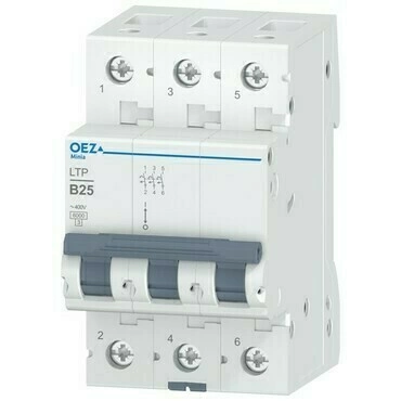 OEZ:42245 LTP-25B-3 Jistič In 25 A, Ue AC 230/400 V / DC 180 V, charakteristika B, 3pól, Icn 6 kA