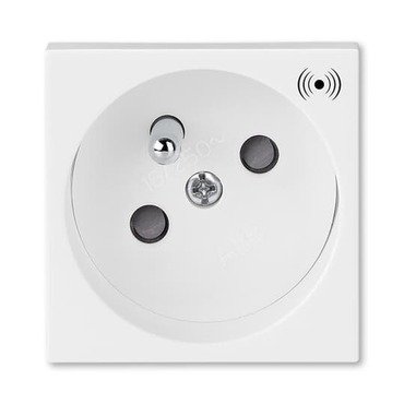 Zásuvka 45x45 ABB Profil 5585N-C02357 B, bílá (RAL 9010), s ochr. přep., s aku. sign.