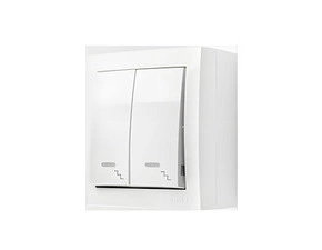 Přepínač střídavý SIMON AQUACLICK ACW6/2L/11, 2 nás., IP44, podsv., ř.6So+6So, 10A/250V~, šr. sv., b
