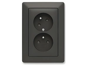 Zásuvka dvojnásobná ABB ZONI 5513T-C02157 237, clonky, natočená dutina, matná černá