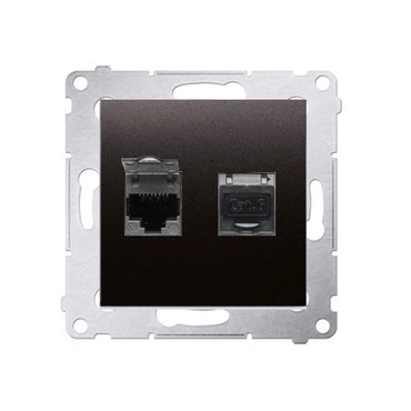 Zásuvka datová SIMON D62E.01/48, stíněná 2 nás. RJ45 kat. 6 s cl., antracitová metalíza